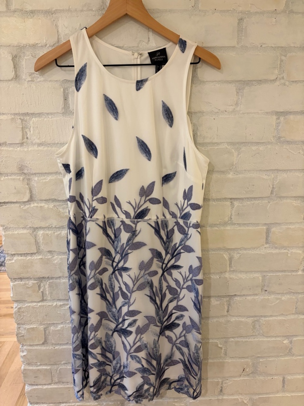 Adrianna Papell White Dress with Blue Leaf Embroidery
(B2) - Picture 4 of 7